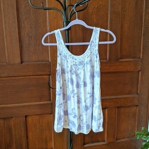 Mudd Floral Lace Trim Tank Top